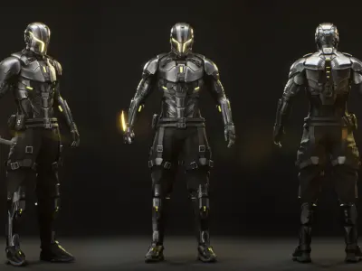 Cyber Ninja Low-poly 3D model purchase