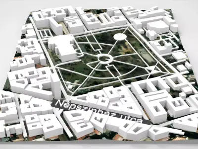 Budapest Park II Janos Pal papa ter Hungary 3D model