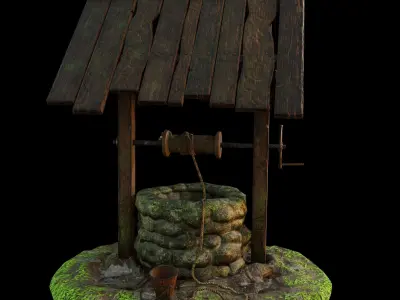 Water Well Low-poly 3D model 8