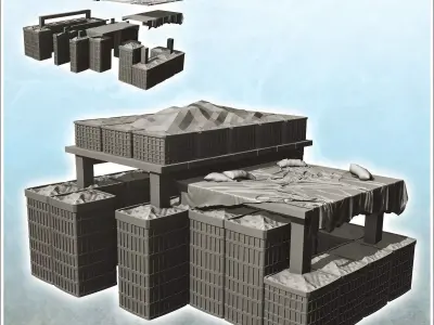 Fortified shooting range with roof and hesco 8 3D print model