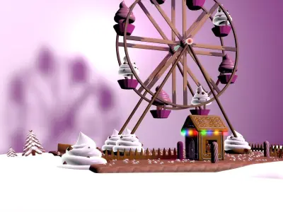 Gingerbread Village big Wheel 3D model