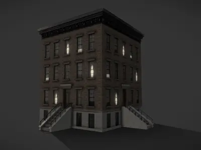 Modular Apartment Building City Game Ready Low-poly 3D model