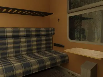 Railway Carriage Interior Low-poly 3D model