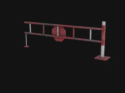 Road Block Gate Low-poly 3D model