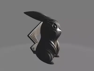 Elegant Swirl Pikachu Sculpture 3D print model