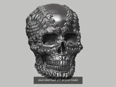10 skull robot head and ornament skull 3d print model 3D Model Pack