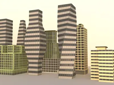 Skyscraper Collection Game-Ready Low-poly 3D model