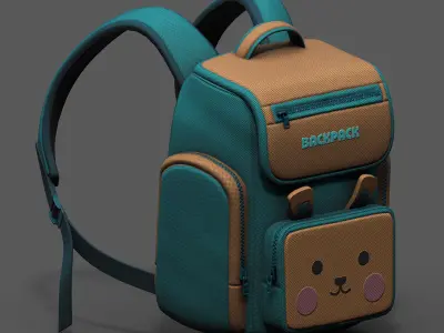 Backpack Camping bag baggage pockets product  Low-poly 3D model