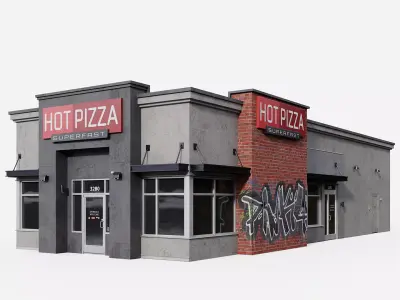 Urban Building - Pizza Restaurant Low-poly 3D model