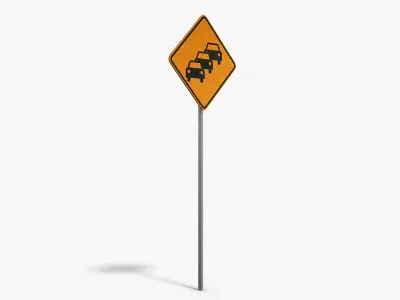 Traffic Jam Sign Low-poly 3D model