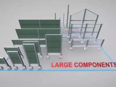 Modular Noise Barrier Set 2 Low-poly 3D model