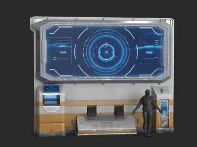 Sci Fi Big Control Monitor Low-poly 3D model