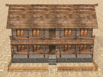 Medieval house fourteen 4 Low-poly 3D model