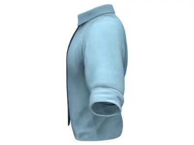 Men Rolled Up Sleeves Tucked In Formal Blue Shirt With Tie Low-poly 3D model