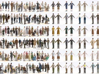 150 Posed and 30 A-pose Asian People Bundle 3D Model Pack