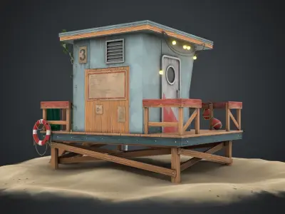 Lifeguard house Low-poly 3D model