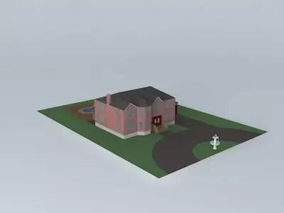 Light Red Brick Mansion Free 3D model