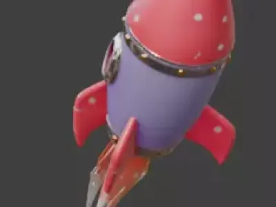 Stylized 3D Cartoon Fireworks Rocket Low-poly 3D model