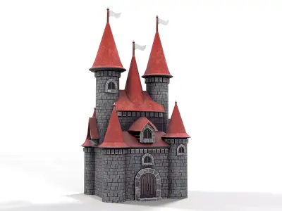 Cartoon Castle 01 PBR Low-poly 3D model