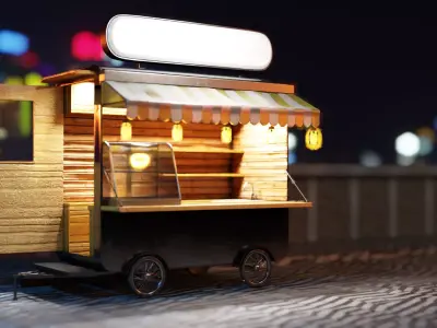 Food Truck Low-poly 3D model