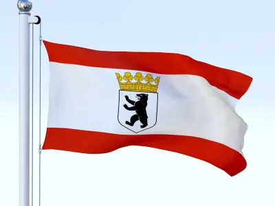 Animated Berlin German State Flag Low-poly 3D model