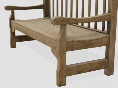 Old Wooden Bench - PBR Low-poly 3D model