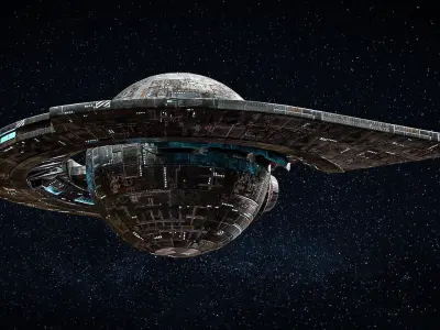 Spaceship Quantum Game Ready Space Station Low-poly 3D model