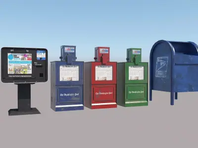 Newspaper Boxes Post box New York City Low-poly 3D model