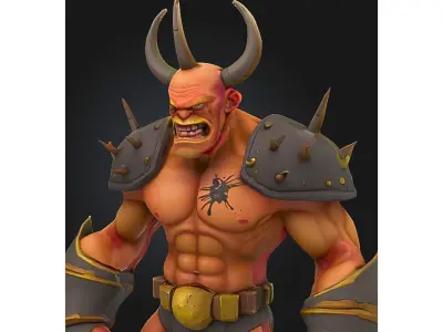 Stylized Demon Barbarian Low-poly 3D model