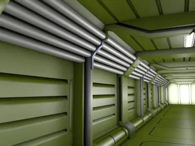 scifi corridor 3D model