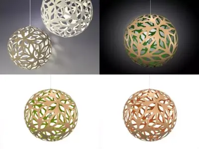 Floral pendant light made of paper 3D model