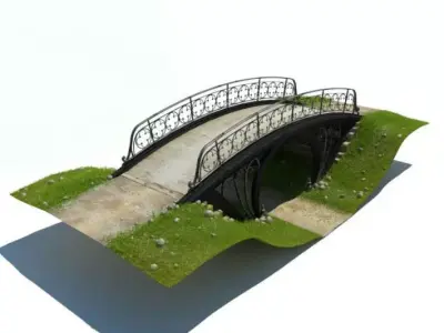 Ornate Black Cast Iron Bridge 3D model