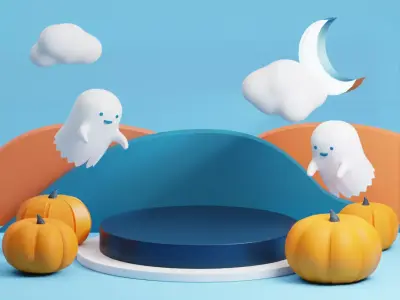 Halloween Podium Includes Lighting Setup 3D model