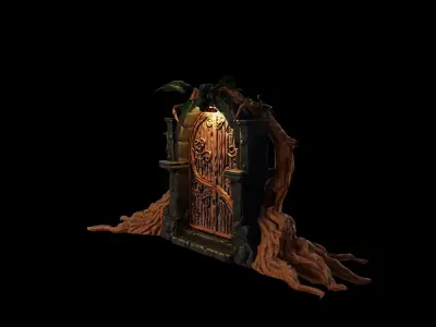 Stylized door gateway Low-poly 3D model