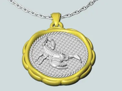 SCORPIO ZODIAC SIGN GOLD NECKLACE DESIGN 3D print model