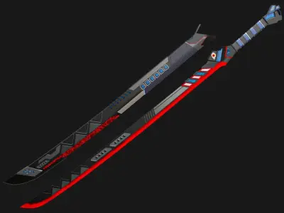 Sci-Fi Sword 02 All PBR Unity UE Textures Included Low-poly 3D model