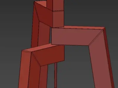 Stilt table lamp with wooden legs and shade 3D model