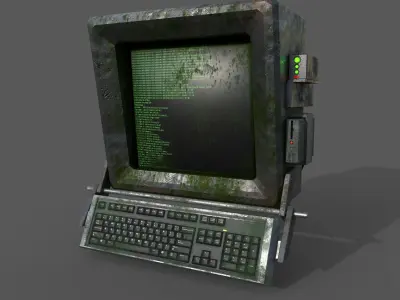 Cyberpunk PC old computer Low-poly 3D model