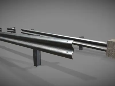 Crashbarrier low poly modular Low-poly 3D model