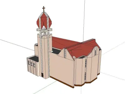 Architecture-Religion-God-Culture-Temple-070 church with roof 3D model