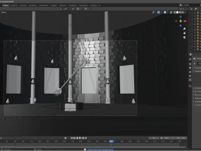 Ruins empty room with light 3D model