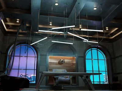 Retro Cyberpunk Apartment Scene v11 3D model
