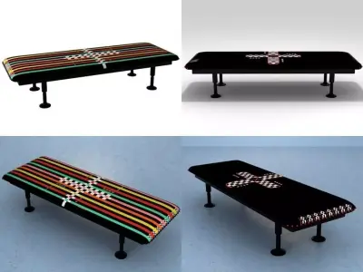 Charpoy bench with cross 3D model