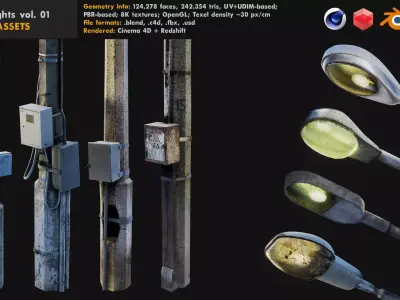 Streetlights pack vol 01 3D model