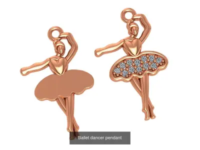8 Ballet Dancer Charm Pendant 3D Model Pack
