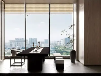 This Chinese - style restaurant private room 3D model