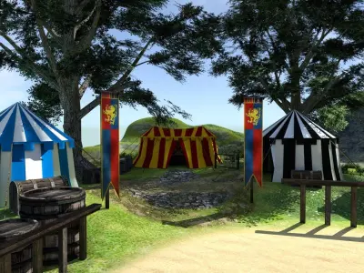 Medieval Jousting Pitch - Modular Low-poly 3D model