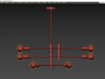 Three Tier Brushed Bronze Metal Ceiling Fixture Low-poly 3D model