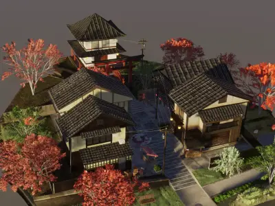 Japanese village 3D model