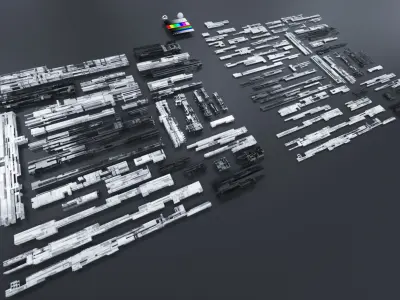 Tech Greebles set 2 Low-poly 3D model